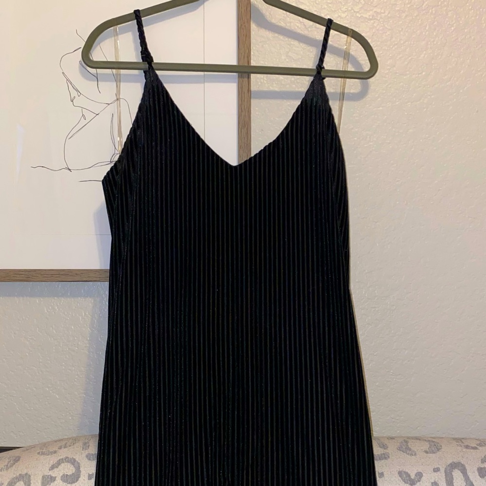 Ribbed, Felt V Neck Mini Dress
